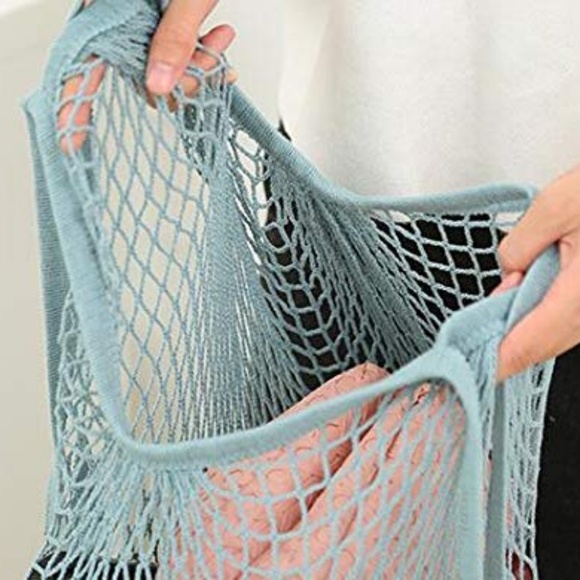 French Cotton Market Net Tote/Bag/Sea Foam Green - Picture 3 of 6